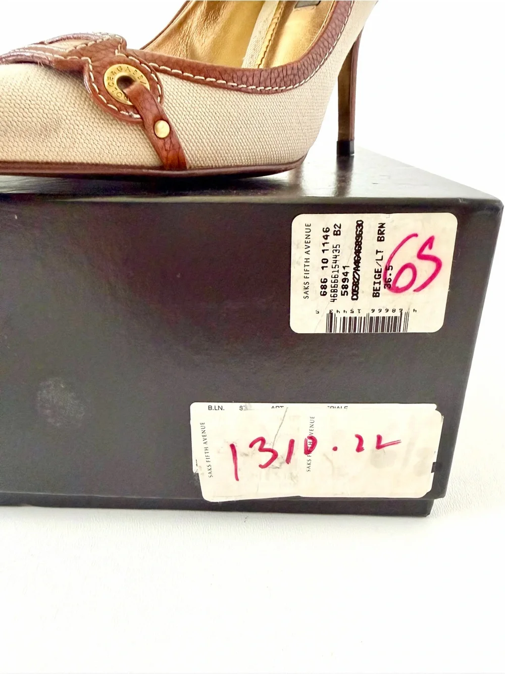 DOLCE & GABBANA | Vintage Canvas Leather Pointed Toe Pumps Heels EU 36.5